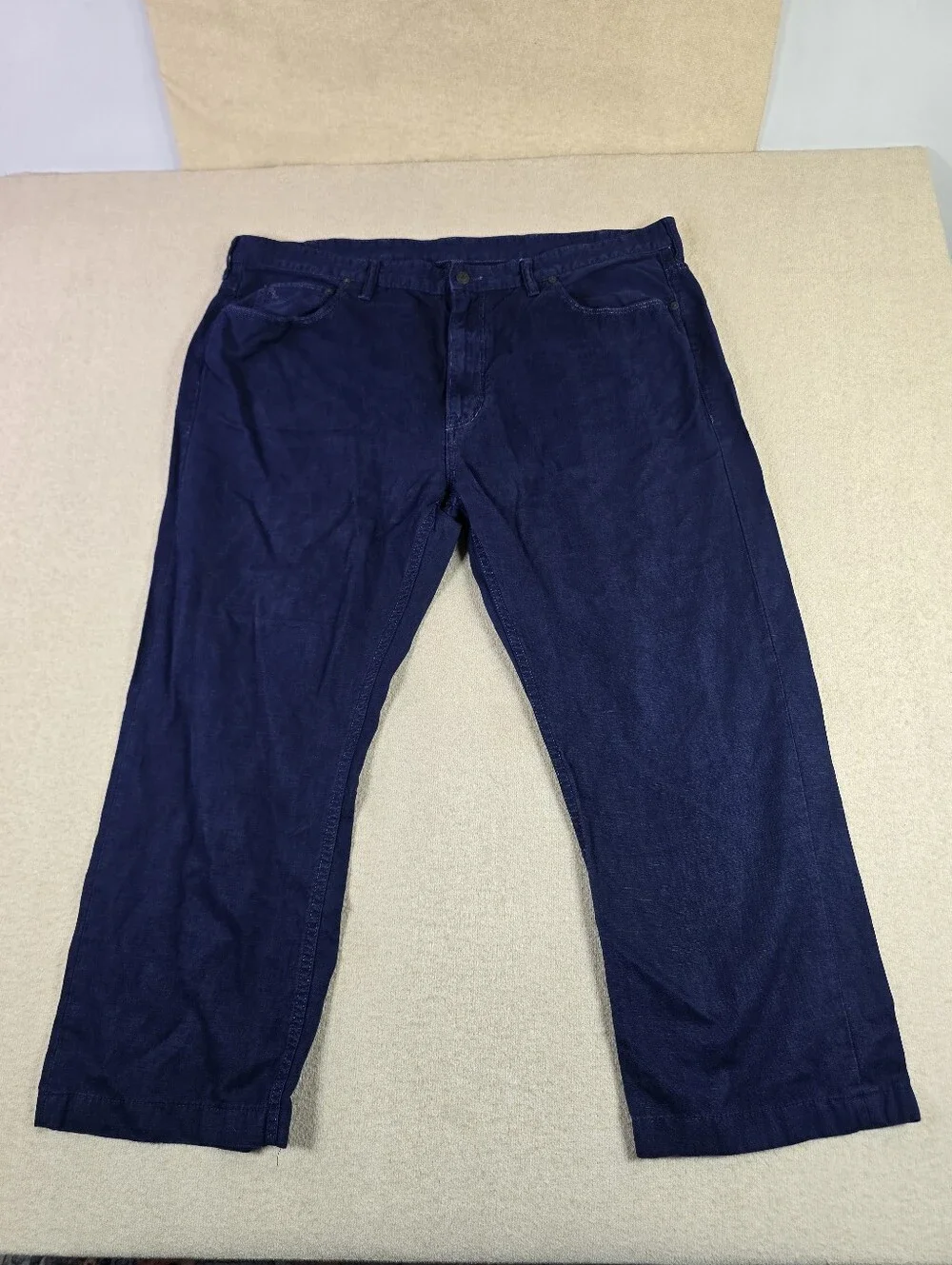 Polo Ralph Lauren Mens 44x36 Blue Linen Blend Casual Pants Straight Leg Navy